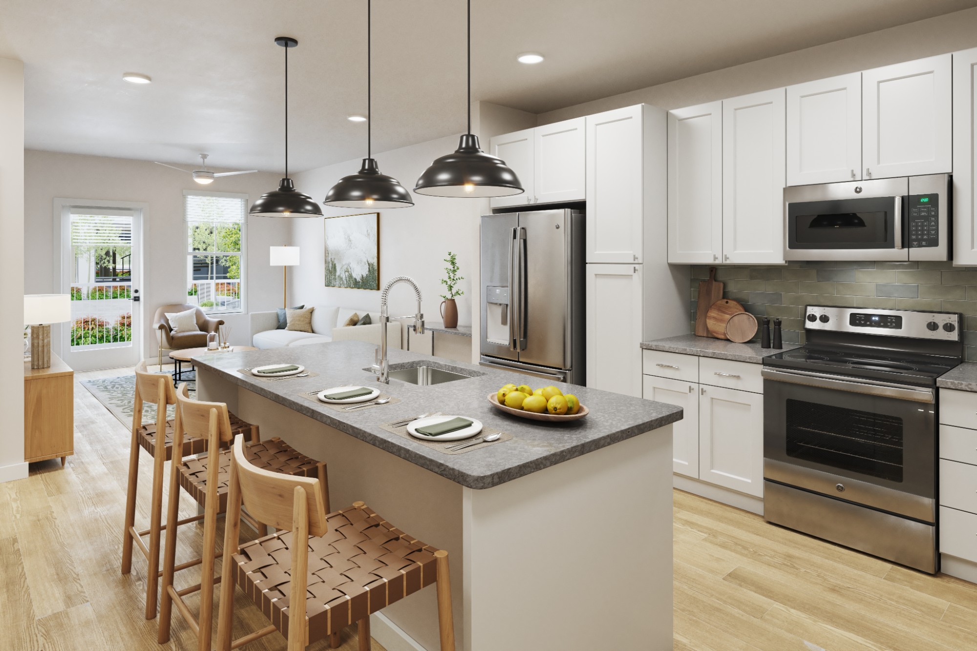 Banyan High Point model kitchen with island