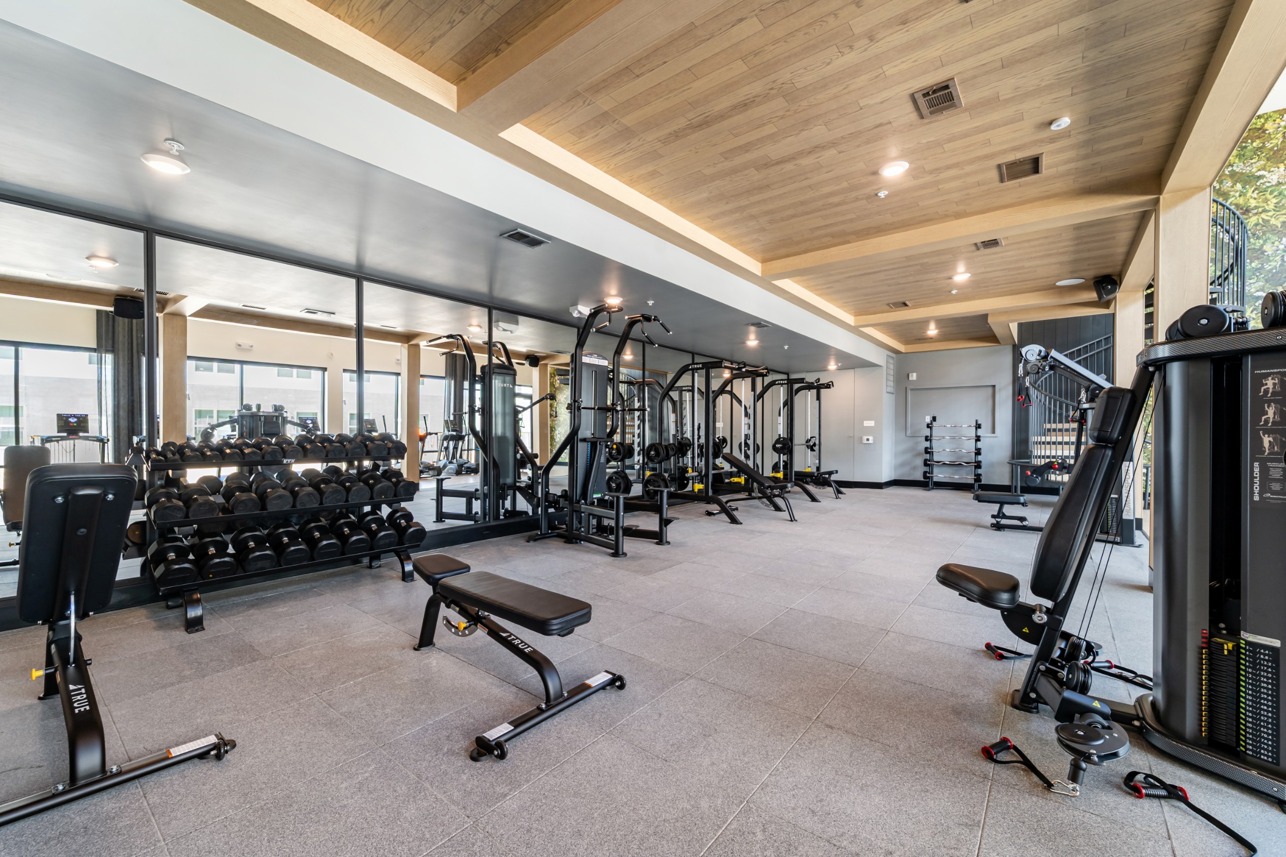 Two-level fitness center at Banyan High Point